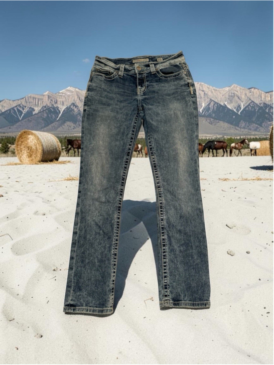 BKE Denim - BKE Payton Denim Jeans Low Rise Womens 29R (29X 31.5) Blue Distressed Western